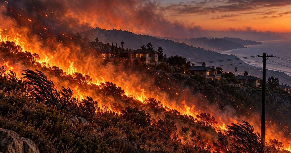 Ảnh minh họa cho bài: Cháy rừng ở Nam California buộc 16.000 người sơ tán, nhiều nhà ven biển hư hại