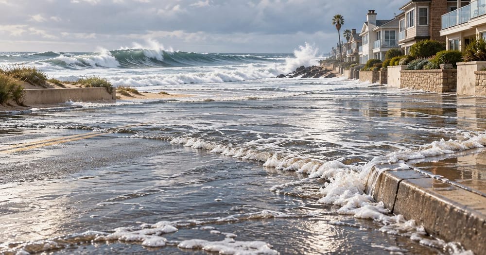 Ảnh minh họa cho bài: Newport Beach đóng toàn bộ bãi biển và cầu tàu vì ngập do bão Rachel
