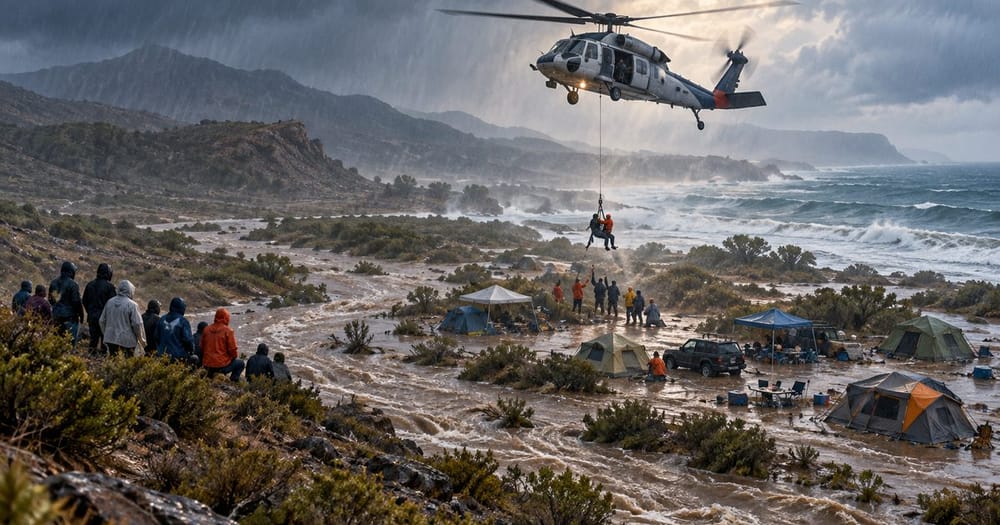 Ảnh minh họa cho bài: Bão Simon và tàn dư bão Rachel khiến 6 người chết ở Mexico