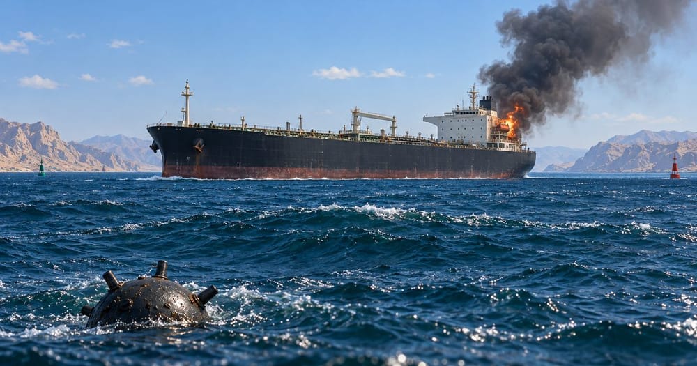 Ảnh minh họa cho bài: Tàu dầu nổ ở Hormuz sau khi Iran cảnh báo sẽ xử lý tàu tắt định vị